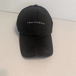 ACCESSORIES - unisex Black INDIFFERENT Graphic Baseball Cap HAT white lettering